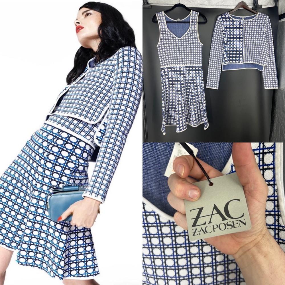 MATCHING SET - Zac Posen Knit Printed Jacket and Dress Set - Picture 1 of 17